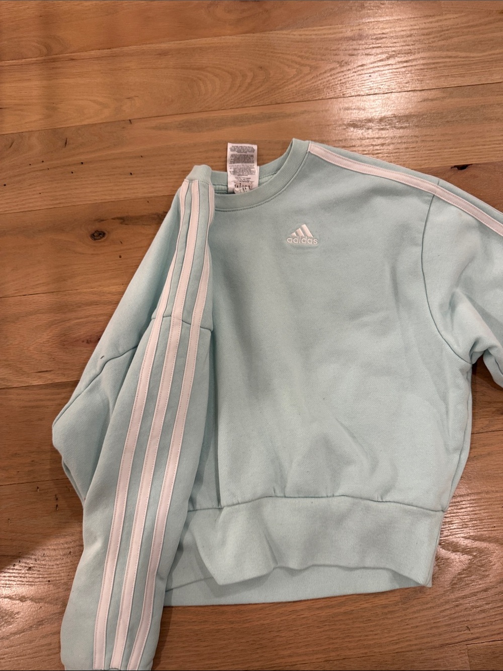 adidas light teal Crewneck Sweatshirt with White Stripes